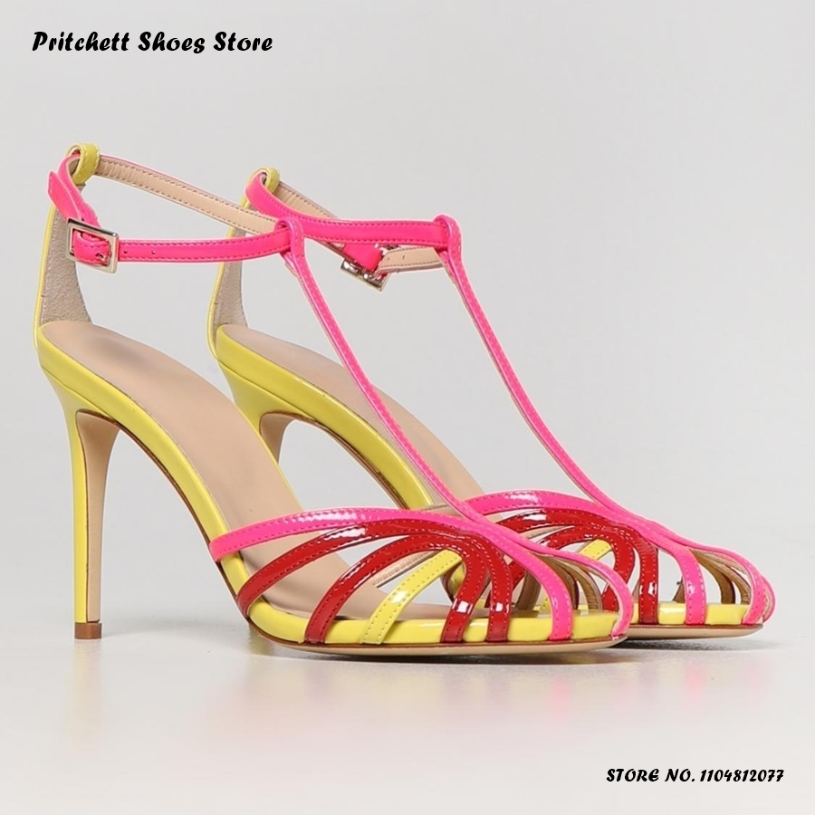 Sandal Strappy Heeled - Women's Mixed Colors Strappy Sandals Fashion