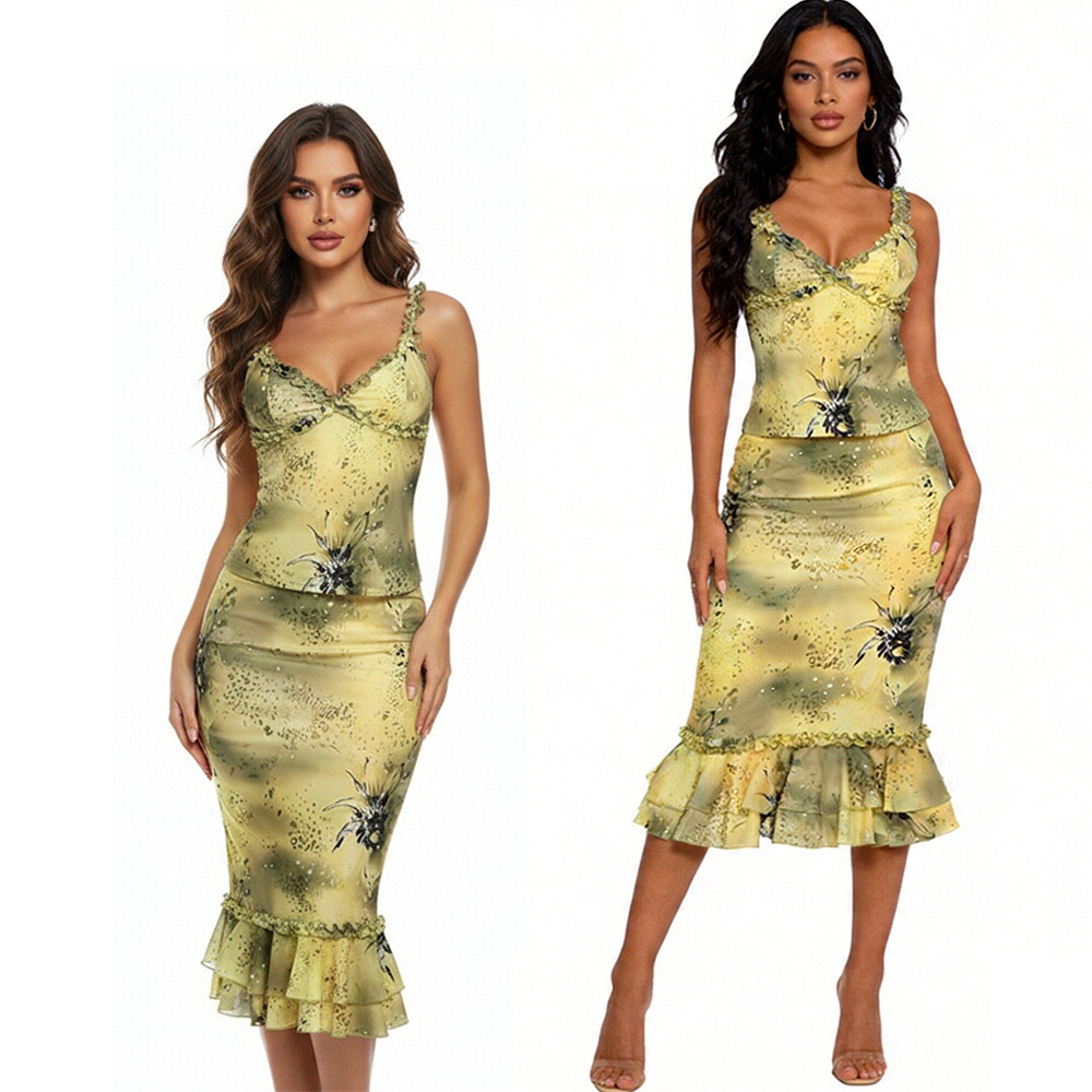 Women's Dress 2 Piece Floral P - Midi Skirt Floral 评论和价格