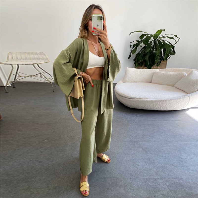 Women's Linen Trouser Suit Wit - Linen Pant Wide 评论和价格