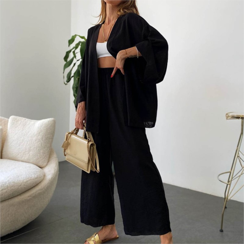Women's Linen Trouser Suit Wit - Linen Pant Wide 评论和价格