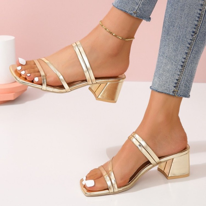 Women's Mules Open Square Toe  - Sandal Strappy Heeled 评论和价格