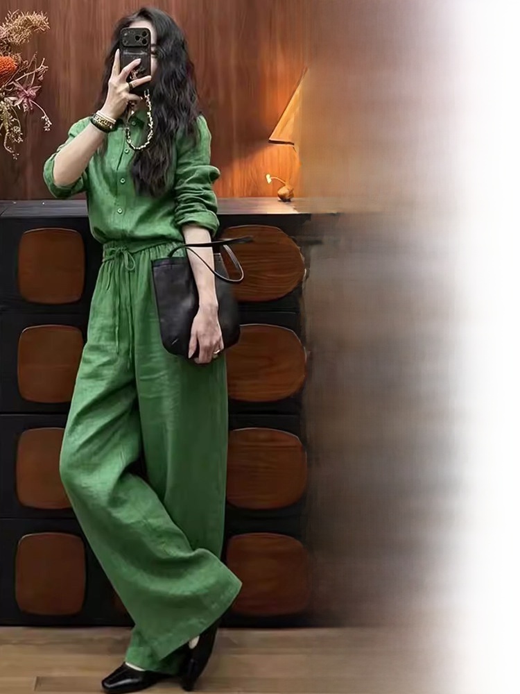 Loose Fit Linen Shirt And Wide - Linen Pant Wide 评论和价格
